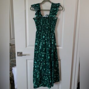 Hill House Ellie Nap Dress | Size S | Emerald Botanical Poplin